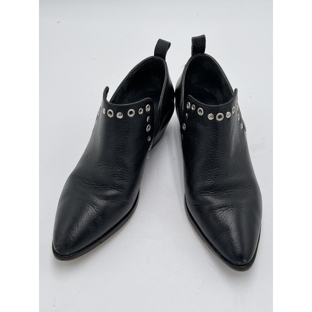 Rebecca Minkoff Size 7 Black Western Bootie Black Leather Metal Detail